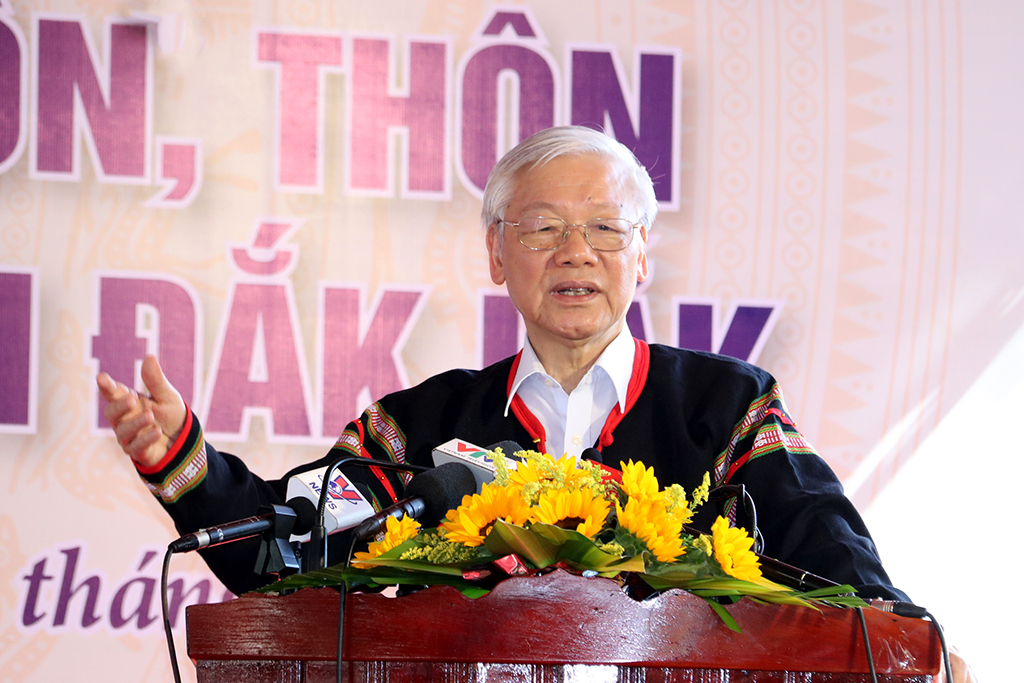 Tổng Bí thư, Chủ tịch nước Nguyễn Phú Trọng dự Ngày hội đoàn kết tại xã Dur Kmăl, huyện Krông Ana
