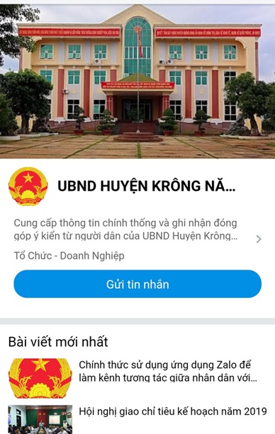 Từ năm 2019 UBND huyện Krông Năng sử dụng mạng xã hội Zalo để tương tác với người dân