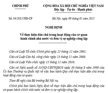 Tăng cường thực hiện dân chủ trong hoạt động của cơ quan hành chính Nhà nước và đơn vị sự nghiệp công lập