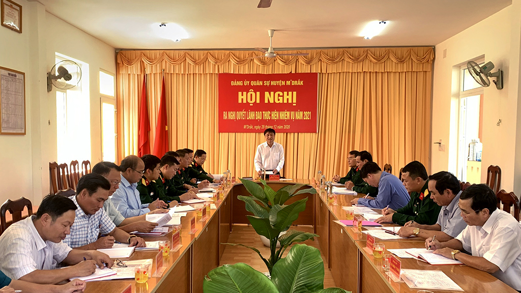 Đảng ủy Quân sự huyện M'Đrắk tổ chức hội nghị ra nghị quyết lãnh đạo thực hiện nhiệm vụ năm 2021