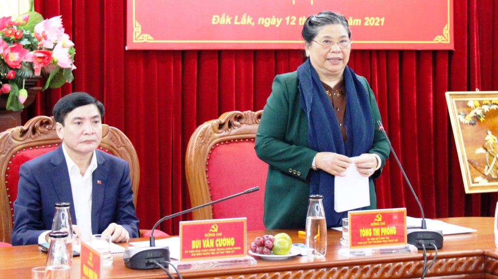 Phó Chủ tịch Thường trực Quốc hội Tòng Thị Phóng làm việc với Tỉnh ủy Đắk Lắk