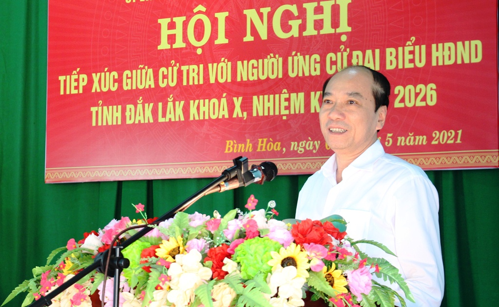 Tiếp xúc giữa cử tri với người ứng cử đại biểu HĐND tỉnh tại xã Bình Hòa, huyện Krông Ana