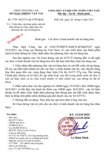 Triển khai vận hành phần mềm kê khai thông tin Giấy nhận diện cho phương tiện vận tải hàng hóa