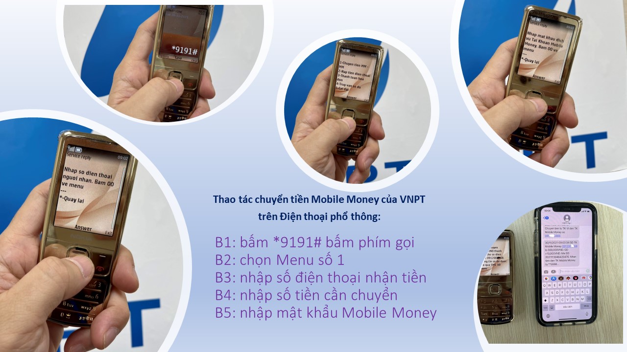 Hướng dẫn sử dụng VNPT Mobile Money trên điện thoại phổ thông và điện thoại thông minh