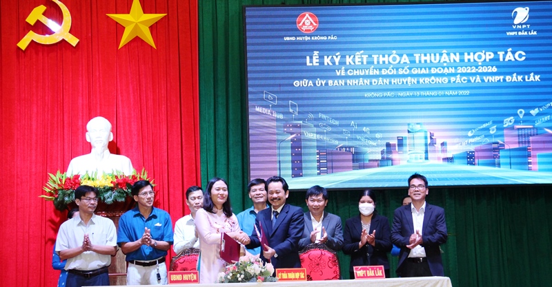 UBND huyện Krông Pắc và VNPT Đắk Lắk ký kết chuyển đổi số giai đoạn 2022-2026
