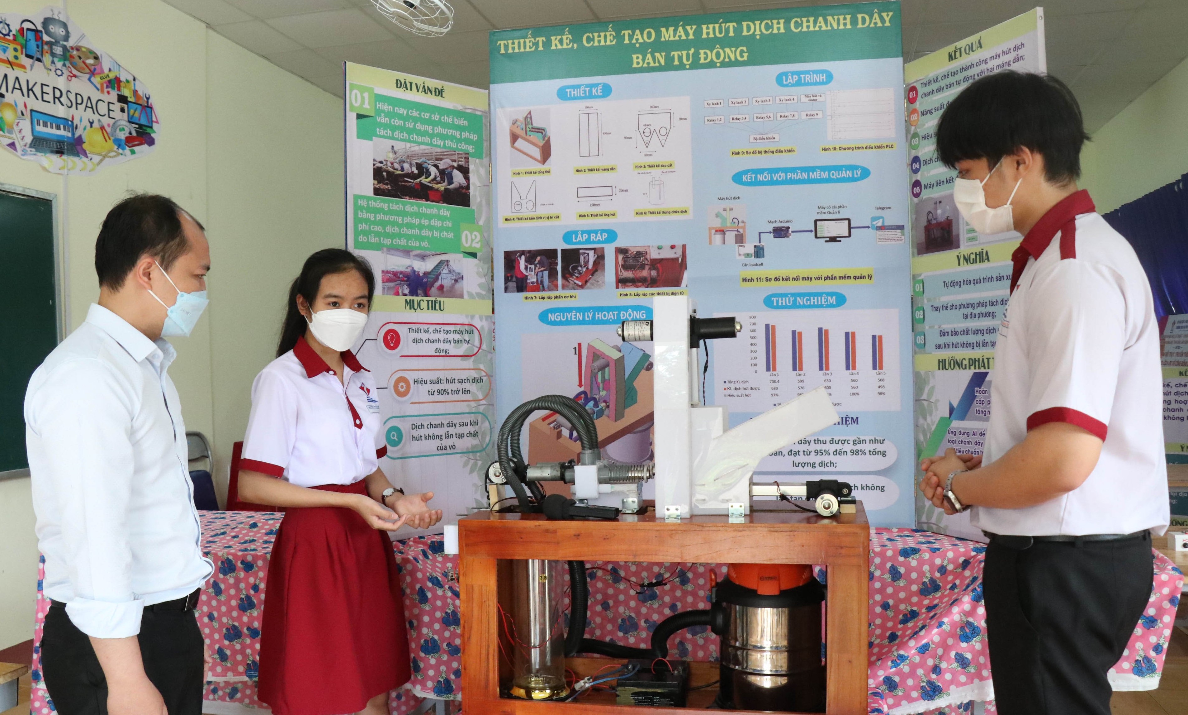 Học sinh chế tạo máy hút dịch chanh dây nhằm hỗ trợ nông dân nâng cao hiệu quả sản xuất