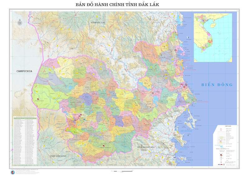 Bản đồ hành chính tỉnh Đắk Lắk