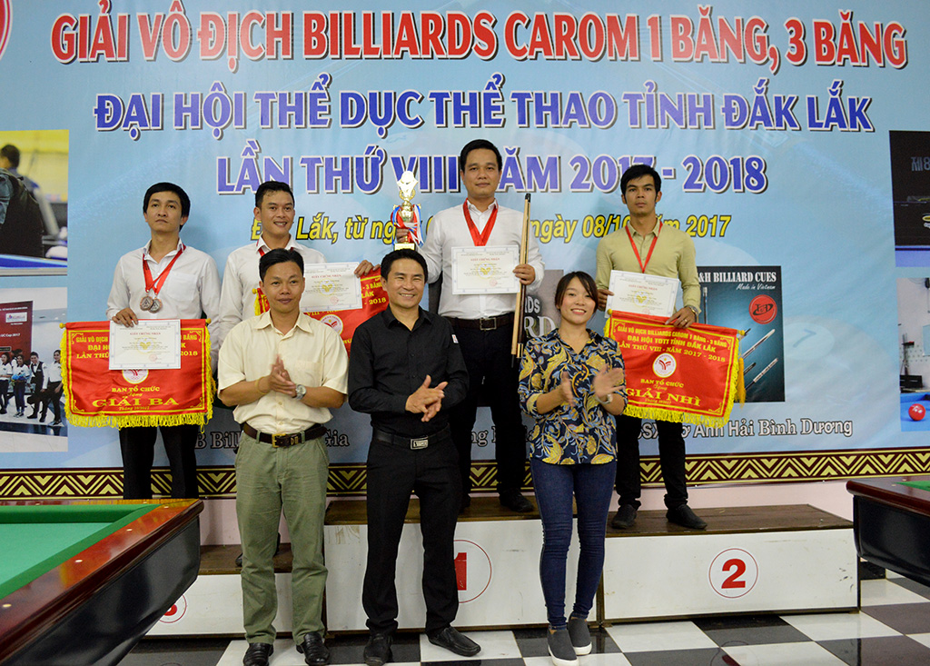 Bế mạc Giải vô địch Billiards Caron 1 băng, 3 băng tỉnh Đắk Lắk trong chương trình Đại hội Thể dục Thể thao tỉnh Đắk Lắk lần thứ 8