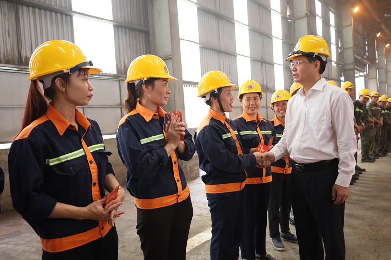 The delegation of the Permanent Provincial Party Committee visits and extends Tet greetings to businesses launching production at the beginning of 2024