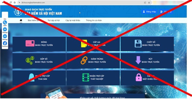Cảnh báo trang web giả mạo Cổng dịch vụ công Bảo hiểm xã hội Việt Nam