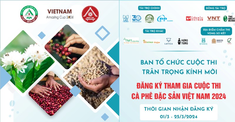 Đăng ký tham gia Cuộc thi “Cà phê đặc sản Việt Nam 2024” kể từ ngày 01/3-25/3/2024