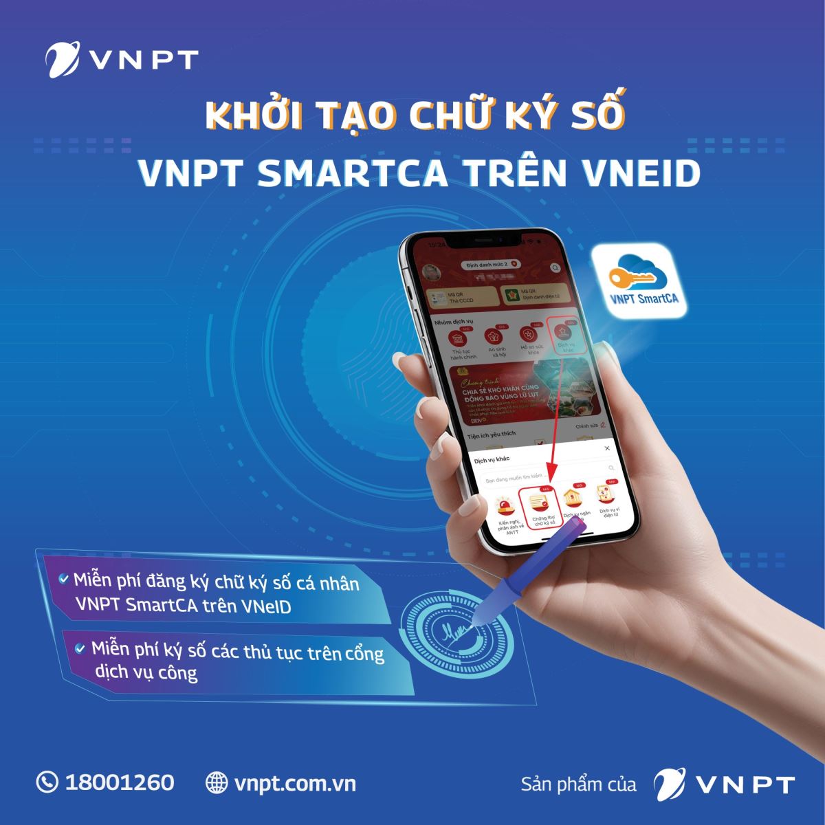 Sử dụng chữ ký số cá nhân VNPT SmartCA ngay trên VNeID