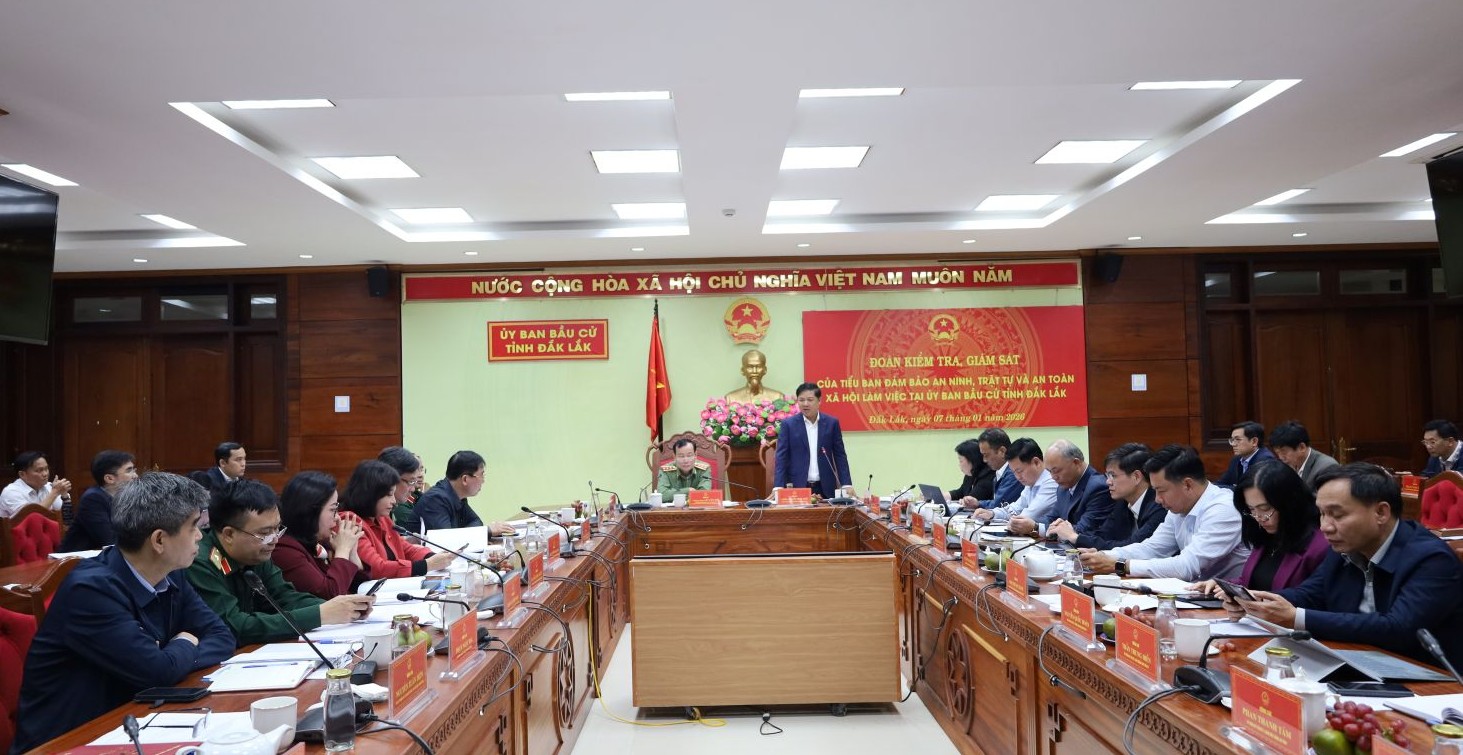 Đoàn Kiểm tra, giám sát của Tiểu ban đảm bảo an ninh, trật tự và an toàn xã hội, Hội đồng bầu cử Quốc gia làm việc tại Ủy ban Bầu cử tỉnh Đắk Lắk