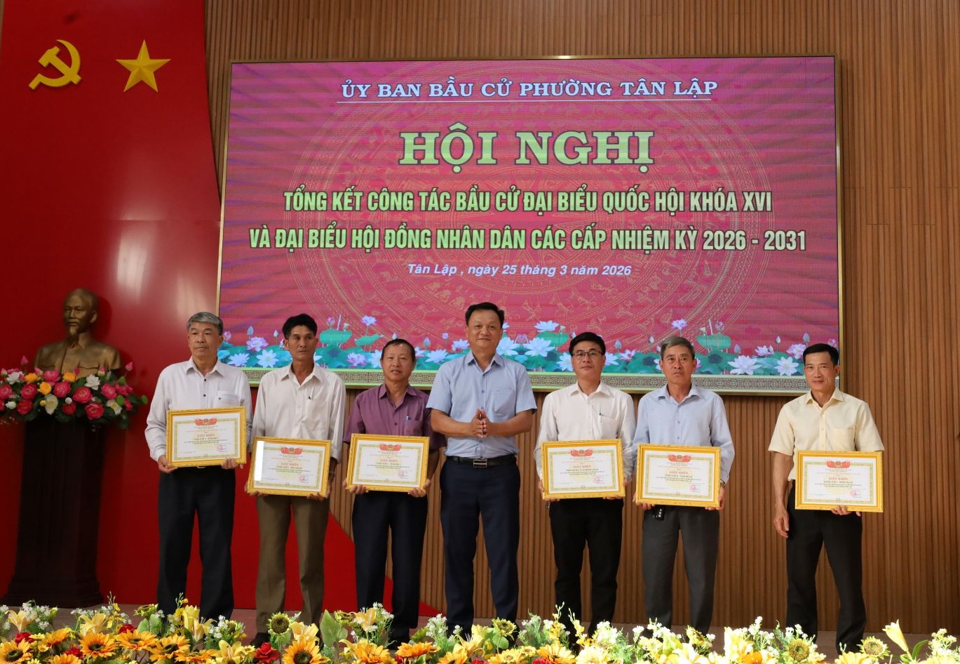 Phường Tân Lập tổng kết công tác bầu cử đại biểu Quốc hội khóa XVI và đại biểu HĐND các cấp nhiệm kỳ 2026 - 2031