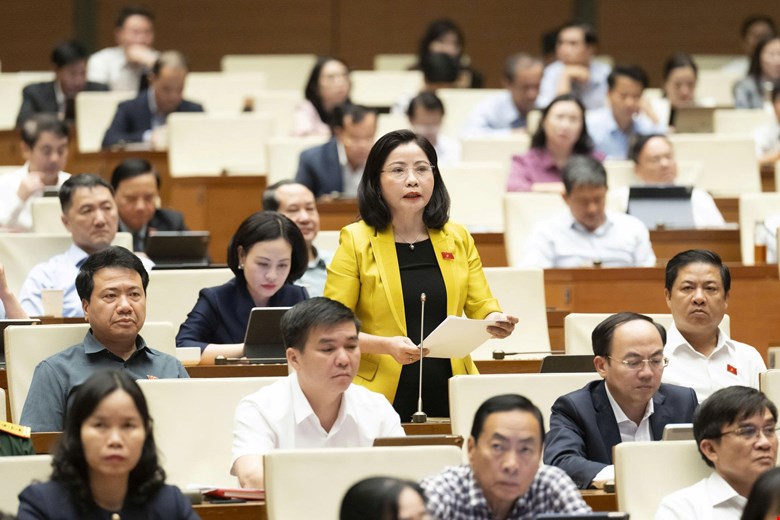 Đoàn đại biểu Quốc hội tỉnh Đắk Lắk thảo luận tại hội trường về công tác thi đua, khen thưởng