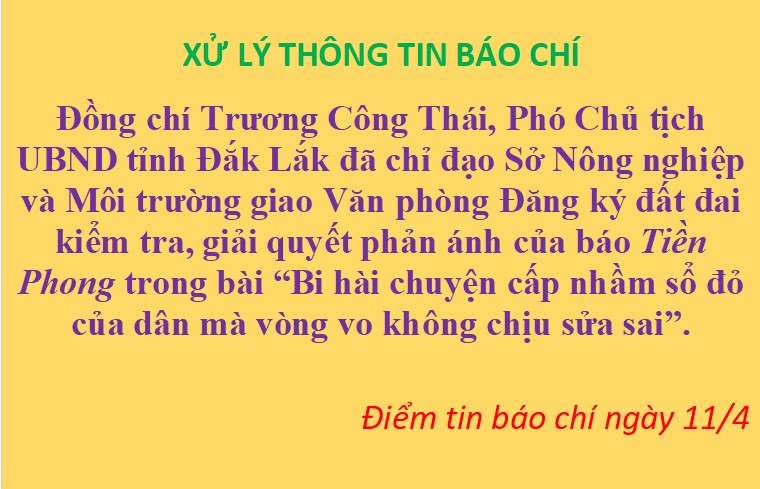 Thông tin báo chí ngày 11/4/2026.