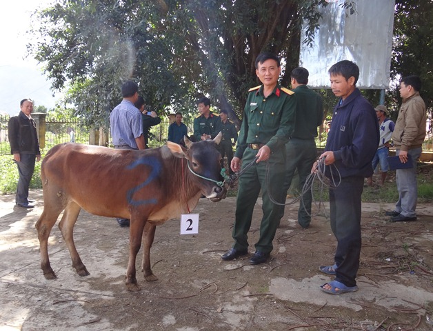 Trao, tặng con giống, sổ tiết kiệm cho hộ nghèo tại xã căn cứ