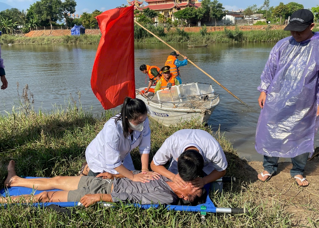 Xã Hòa Mỹ luyện tập ứng phó thiên tai, tìm kiếm cứu nạn
